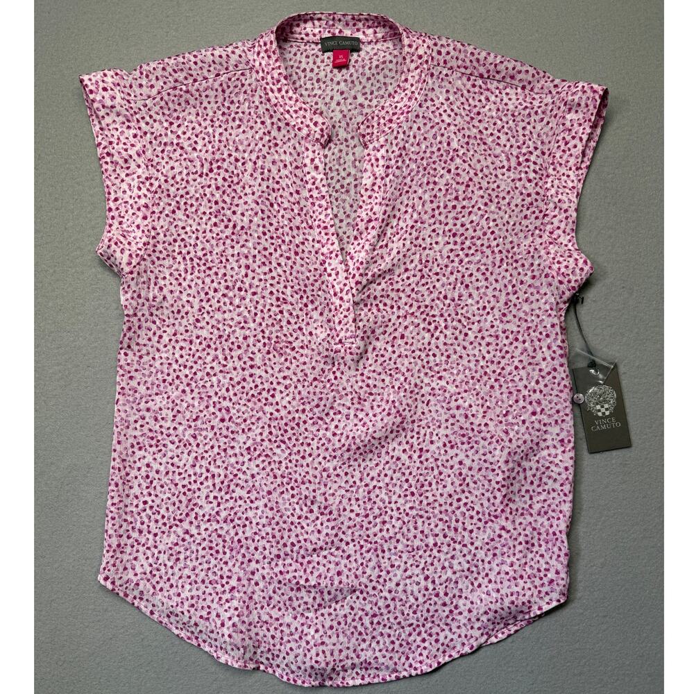Vince Camuto Women's Split-Neck Cap Sleeve Top - Violet Blush XS $59